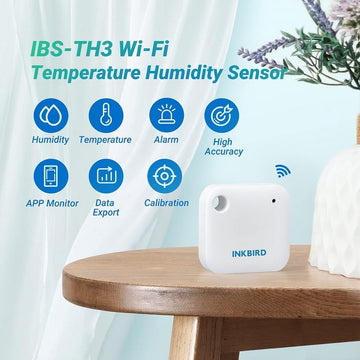 INKBIRD IBS-TH3 WiFi Thermometer Hygrometer Monitor, Smart Temperature Humidity Sensor with App Notification Alert, Data Export, Remote Monitor for Room Greenhouse Incubator Wine Cellar - Imported from UK